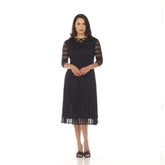3/4 Sleeve Illusion Dress - DR1483