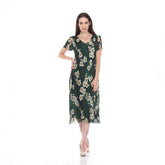 Cap Sleeve V Neck Crinkled Dress - DR1008