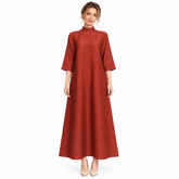 Pleated Mock Neck Maxi Dress