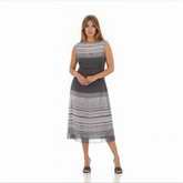 Sleeveless Boat Neck Crinkled Dress - DR457