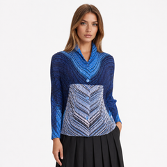 Multi Color Pleated Jacket, Black, Blue & Coral