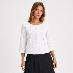 Ivory Textured Patchwork Jacket