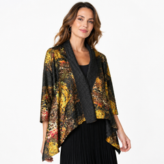 Abstract Print Draped Jacket