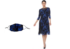Floral Print Face Mask - FM1083 Blue/Black