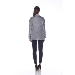 Grey Pleated Statement Jacket – Elegant Women's Business & Office Blazer