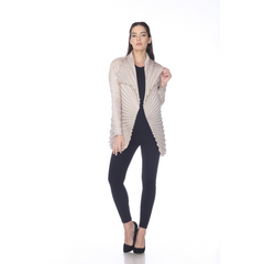 Grey Pleated Statement Jacket – Elegant Women's Business & Office Blazer