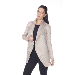 Grey Pleated Statement Jacket – Elegant Women's Business & Office Blazer