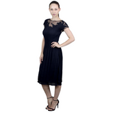 Cap Sleeve Illusion Dress - DR758 Black