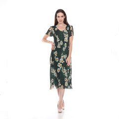 Cap Sleeve V Neck Crinkled Dress - DR1008