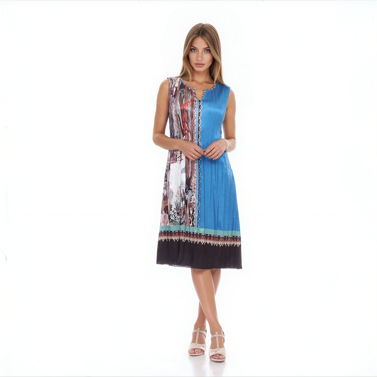 Multicolor Boho-Inspired Pleated Summer Dress - DR1047