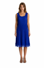 Pleated Midi Dress – Sleeveless Elegant Flow Dress (Black, Purple, Sapphire Blue)