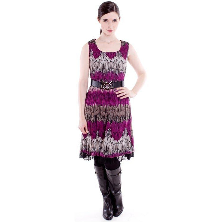 Sleeveless Tank Pleated Dress - DR339 B/W