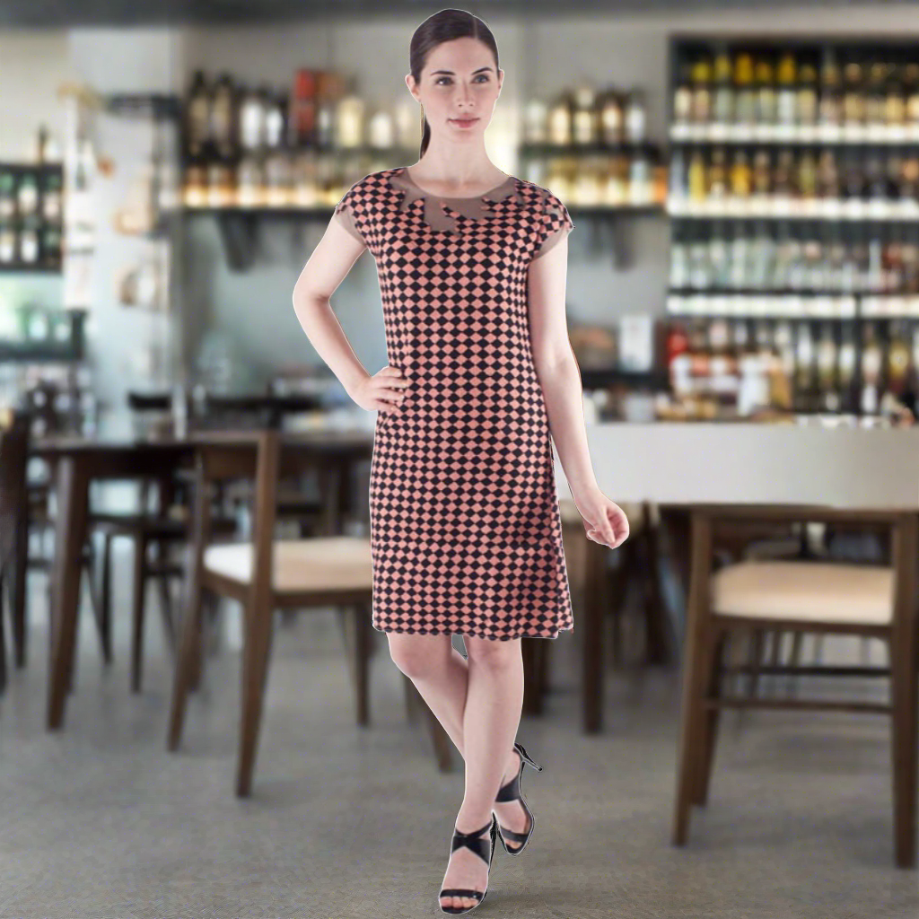 Sleeveless Tulle Neck Sheath Dress - DR408