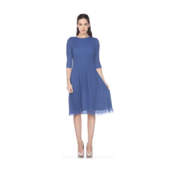 Long Sleeve Classic Crinkle Dress - DR1432 Blue
