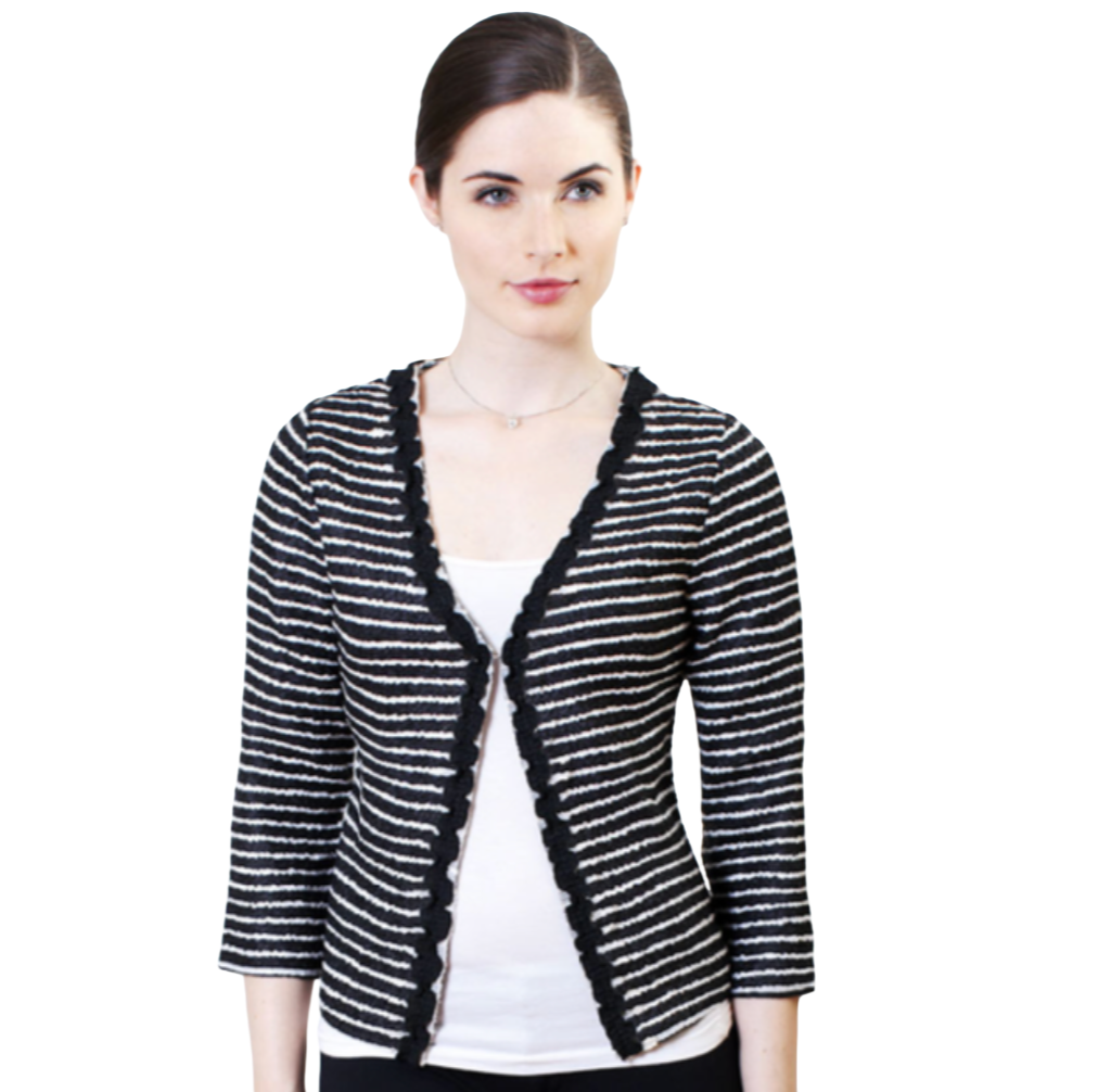 Stripe Lace Trimmed Jacket - JK211