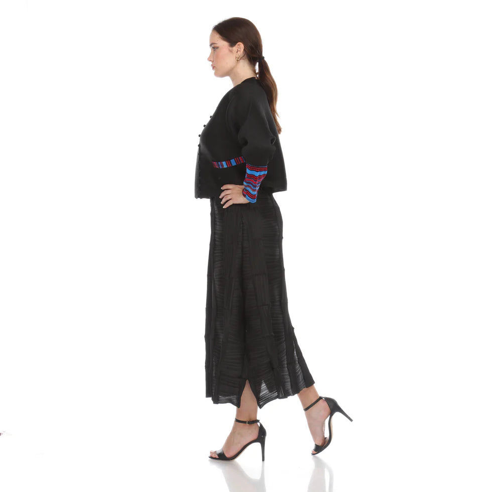 Sleeve Detail Pleated Button Jacket - JK1153 Black