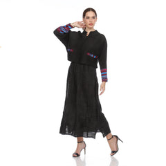 Sleeve Detail Pleated Button Jacket - JK1153 Black