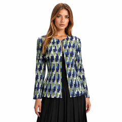 Zoom In stock Blue Multi Color Pleated Jacket