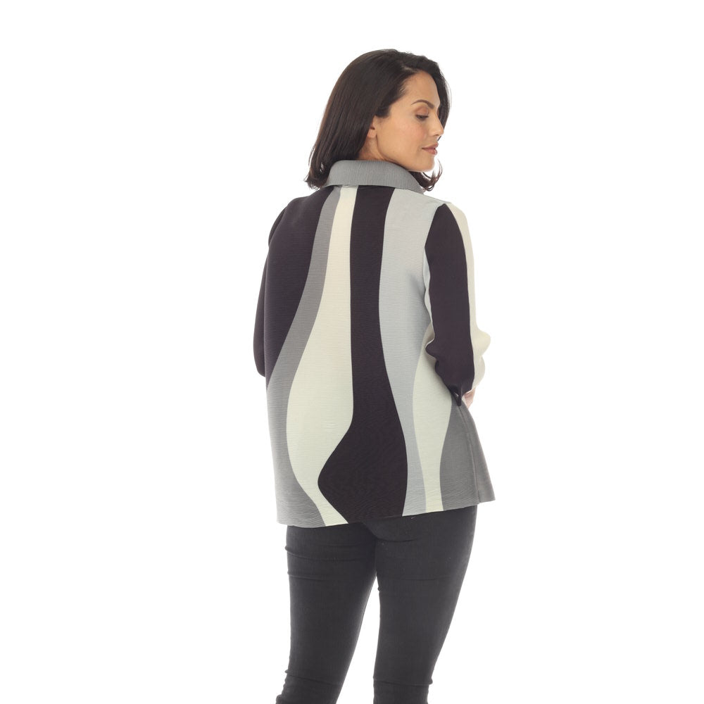 Sleeve Print Pleated Jacket - JK1311 B/W