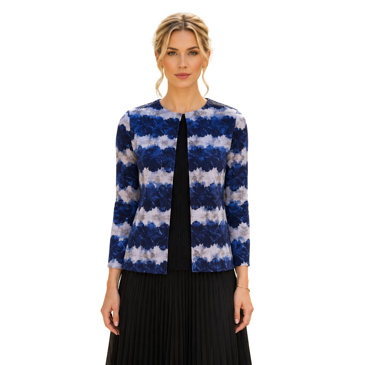 Zoom In stock Midnight Bloom Pleated Print Jacket