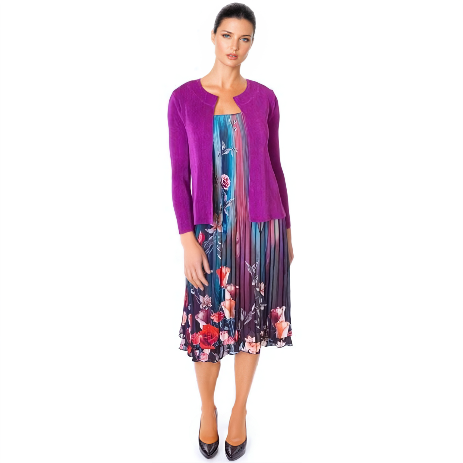 Elegant Magenta Cropped Jacket | Lightweight Women's Event Cardigan