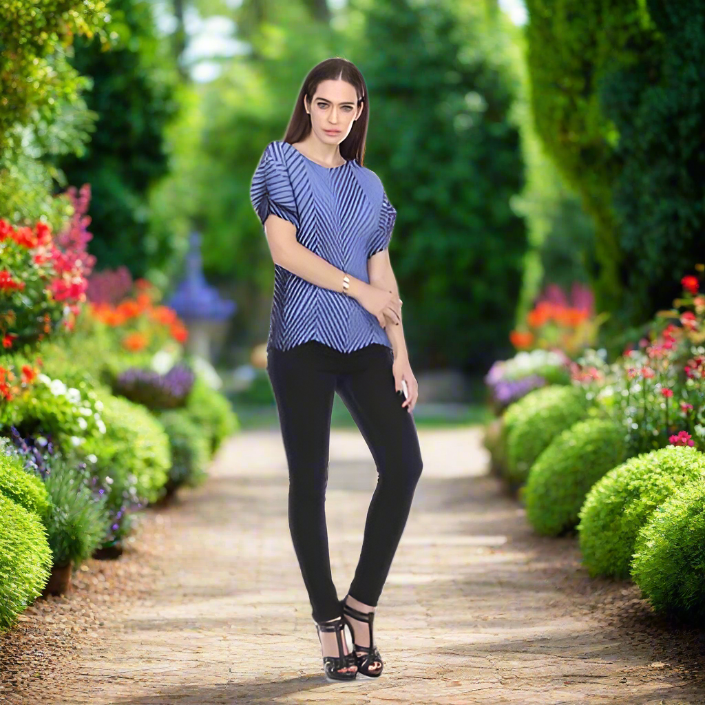Short Sleeve Tie Dye Pleated Top - T1005