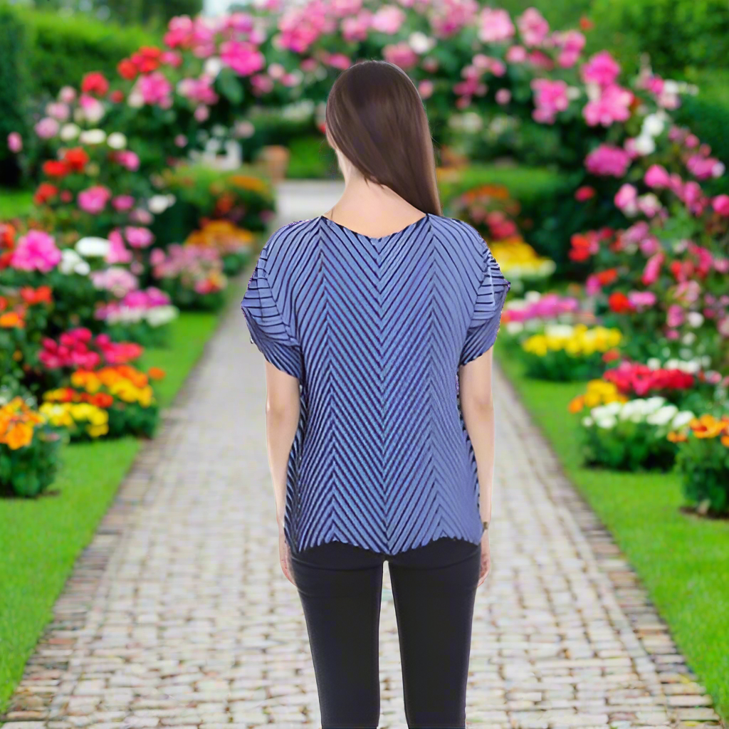 Short Sleeve Tie Dye Pleated Top - T1005
