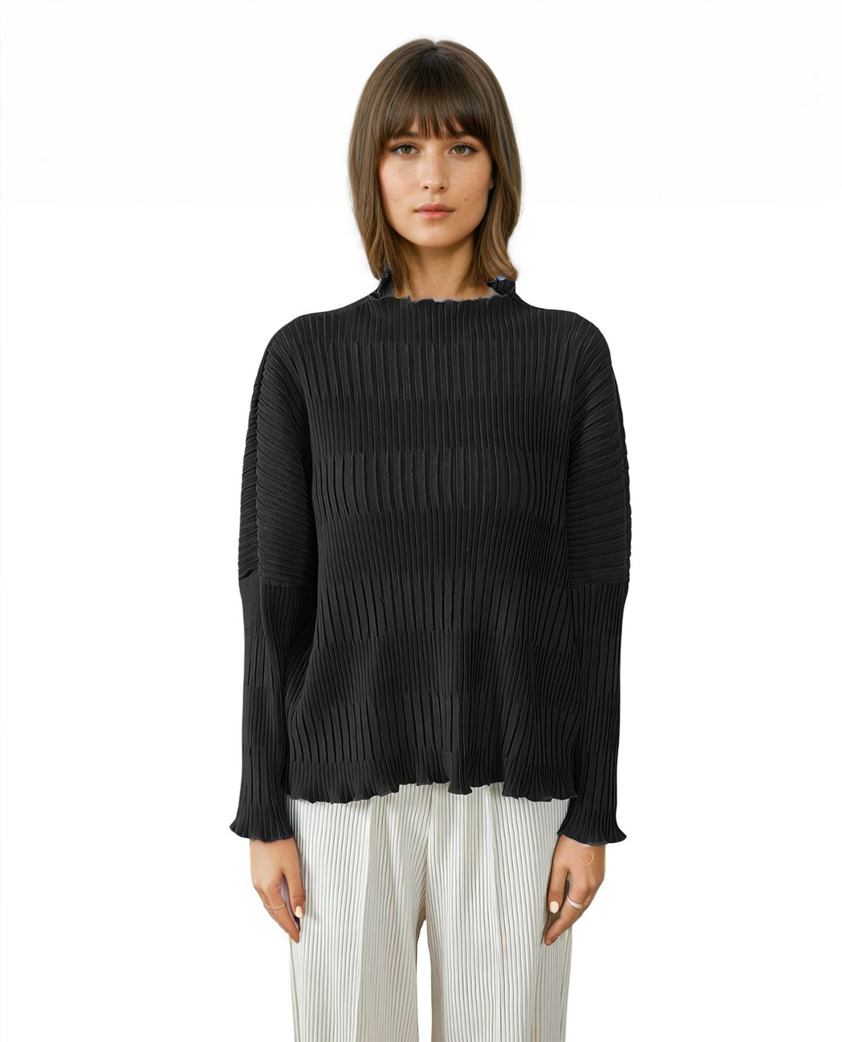 3/4 Sleeve  Texture Pleated Top - T1308