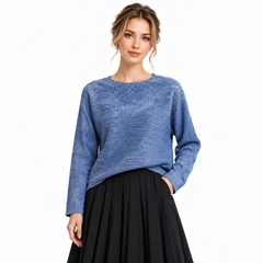 Textured Long Sleeve Pleated Top