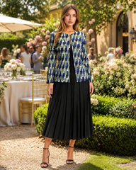 Zoom In stock Blue Multi Color Pleated Jacket