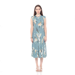 Sleeveless Print Dress - DR1050 Yellow