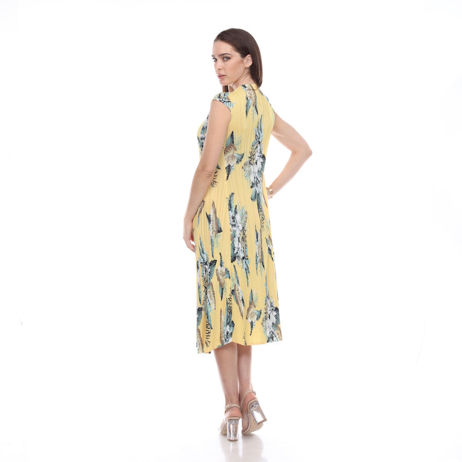 Sleeveless Print Dress - DR1050 Yellow