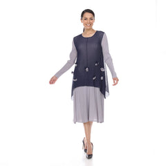 Long Sleeve Layer Crinkle Dress - DR1078