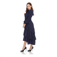 Elegant Black Layered Midi Dress | Romantic Wedding Guest & Evening Dress
