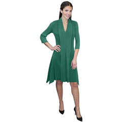 3/4 Sleeve Ribbed Flowy Dress - DR562LS