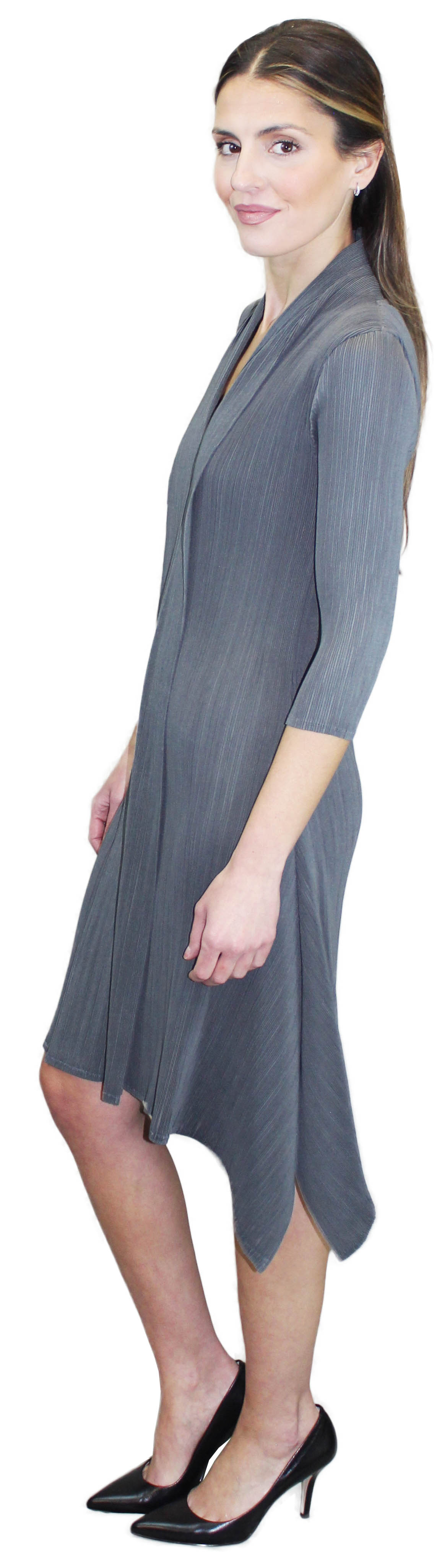 3/4 Sleeve Ribbed Flowy Dress - DR562LS