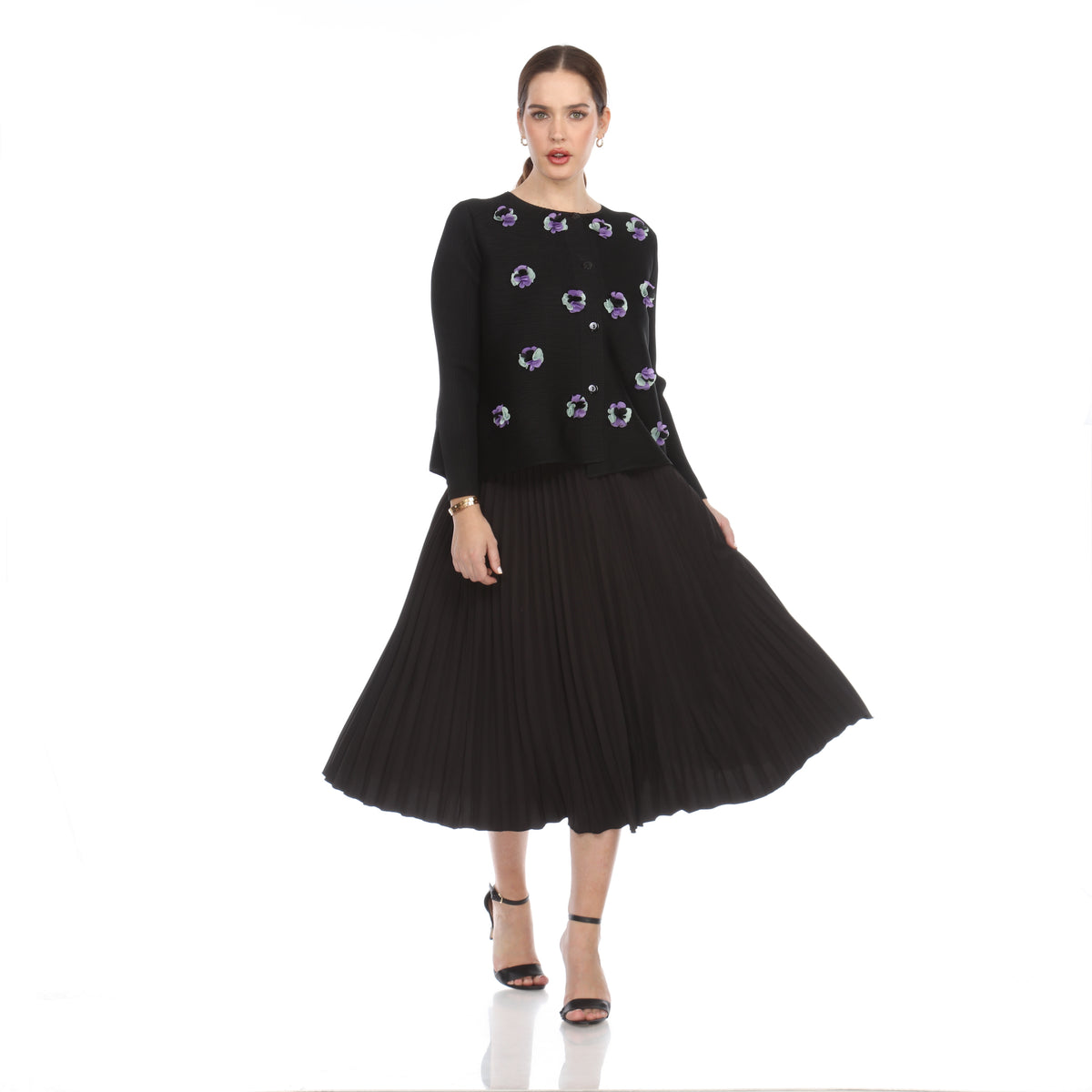 Flower Detail Jacket - JK1231 Black