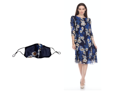 Floral Print Face Mask - FM1028 Blue