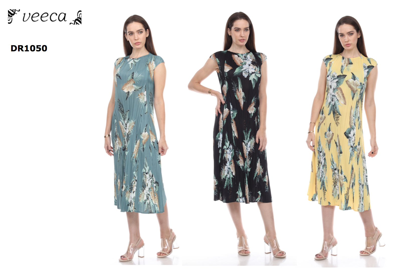 Sleeveless Print Dress - DR1050 Yellow