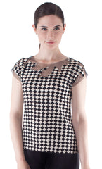 Tulle Neck Crinkle Top - T408