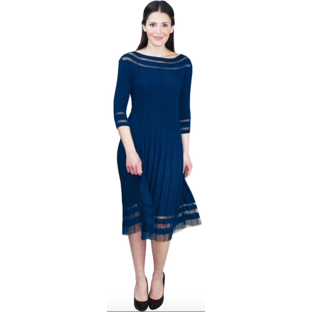 3/4 Sleeve Illusion Dress - DR425LS