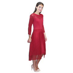 3/4 Sleeve Illusion Overlay Dress