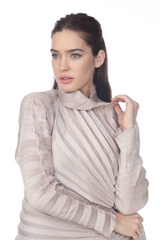 Grey Pleated Statement Jacket – Elegant Women's Business & Office Blazer